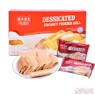 春光105g椰香脆酥椰蓉夾心酥卷餅干 休閑零食中的熱帶風情